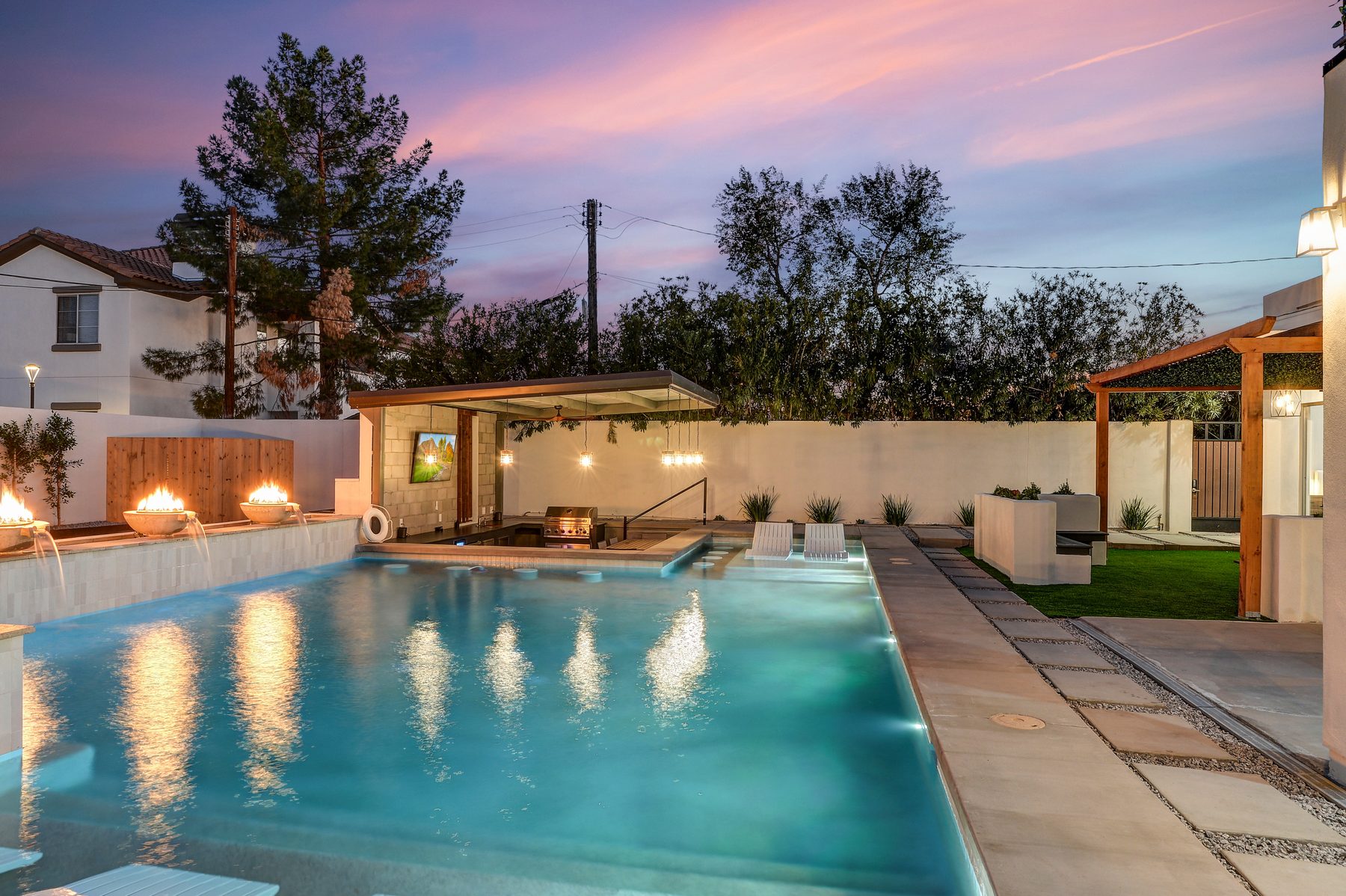 Wild West Estate pool at night